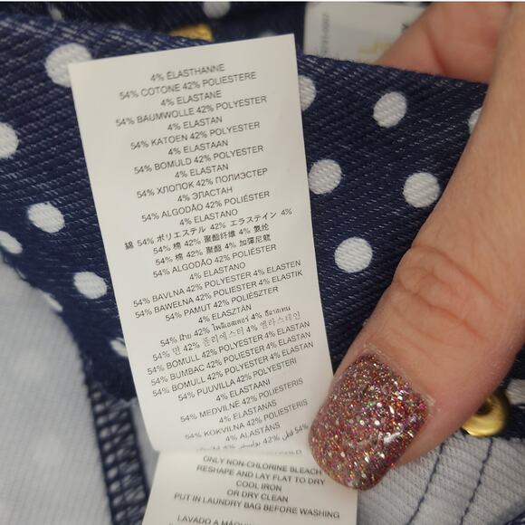 Michael Michael Kors Navy Polka Dot Pull-On Stretch Pants Women’s Size Large - Picture 10 of 12